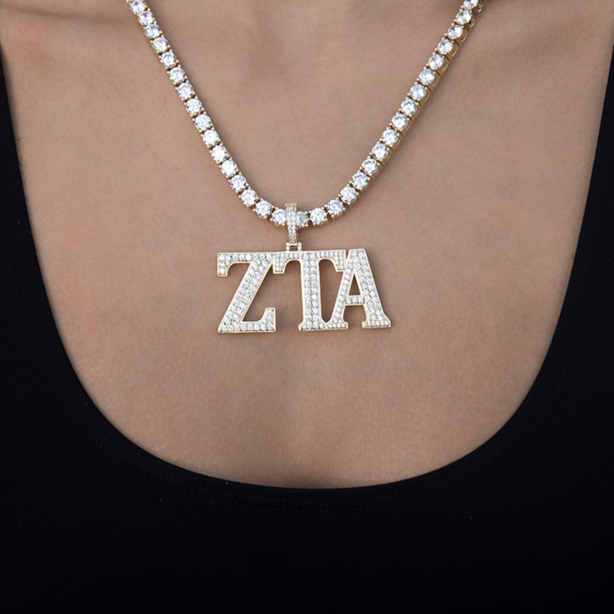 Zeta Tau Alpha Sorority Pendant in Yellow Gold