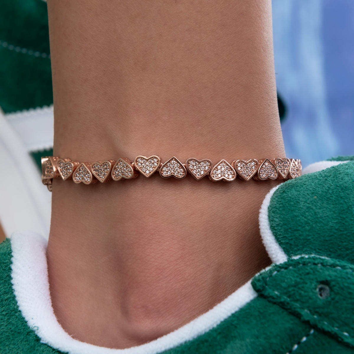 Eternity Heart Anklet in Rose Gold