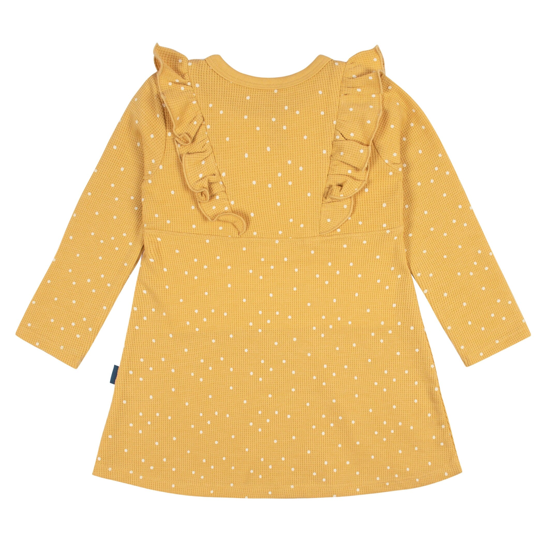 Infant and Toddler Girls Yellow Dots Dress with Ruffle