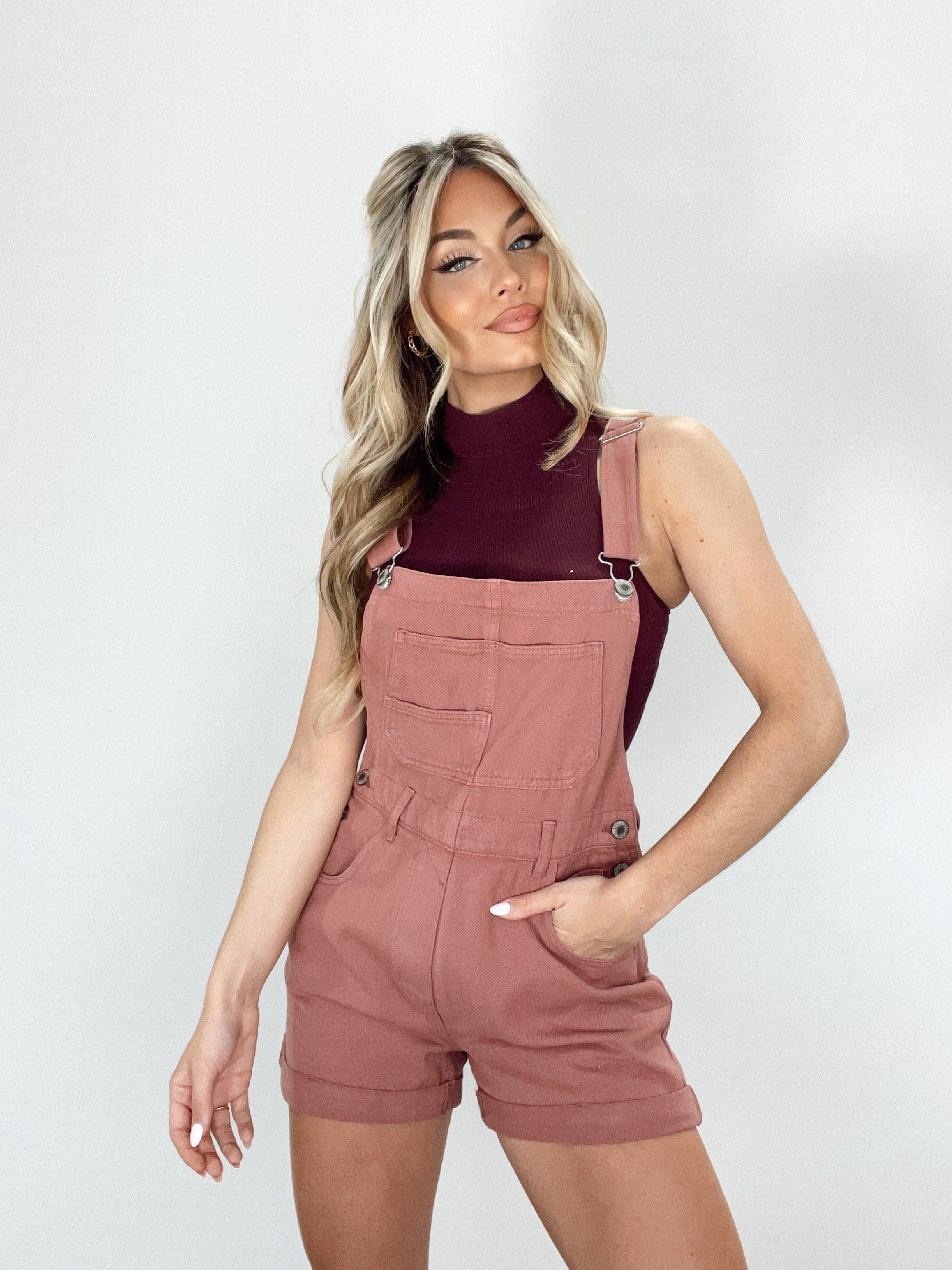 Woodrose Denim Shortalls