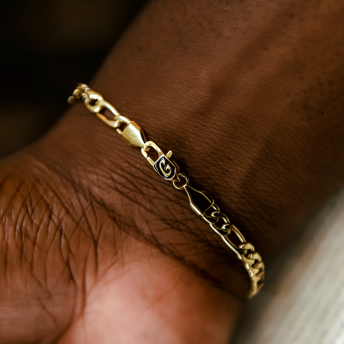 Figaro Bracelet in Yellow Gold- 4mm