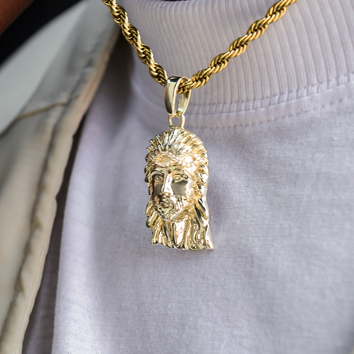 Diamond Crown Portrait of Jesus Pendant