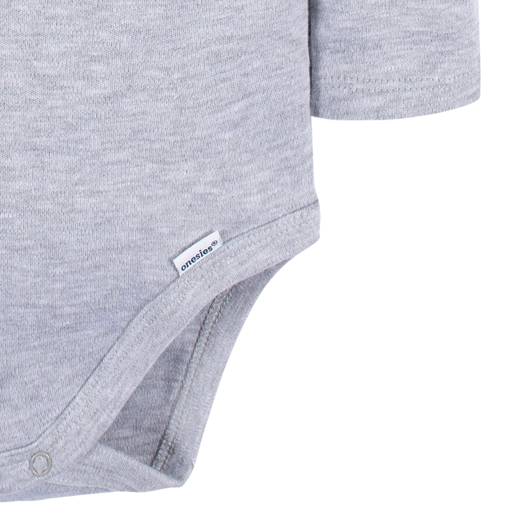 5-Pack Baby Heather Gray Premium Long Sleeve Onesies Bodysuits