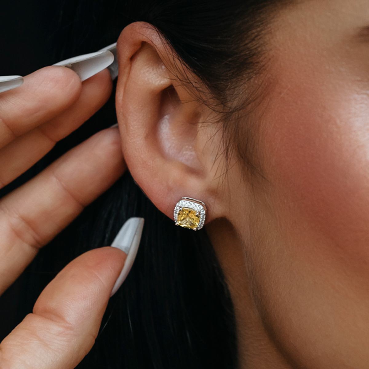 Canary Cushion Cut Earrings