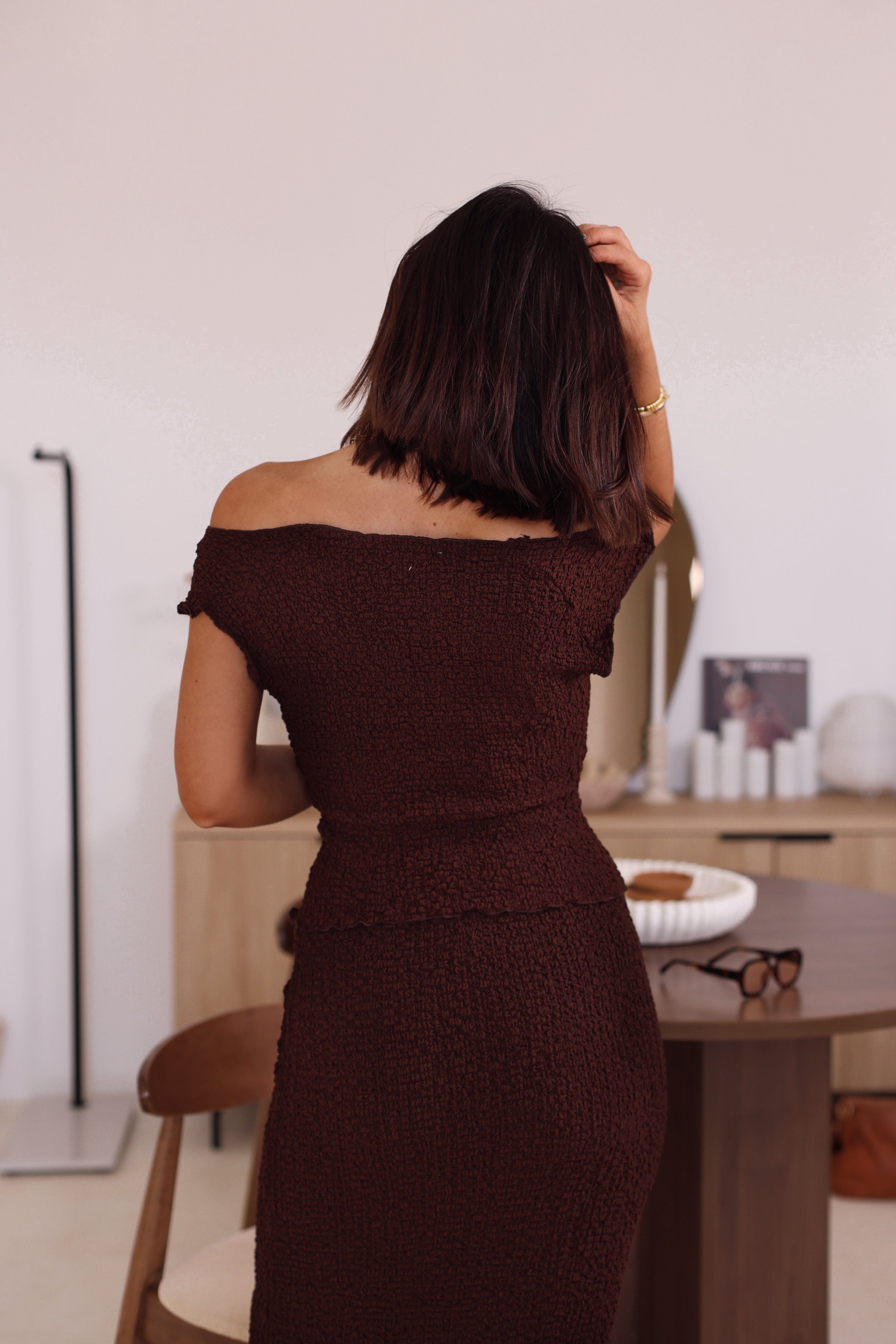 Brown Crinkle Top