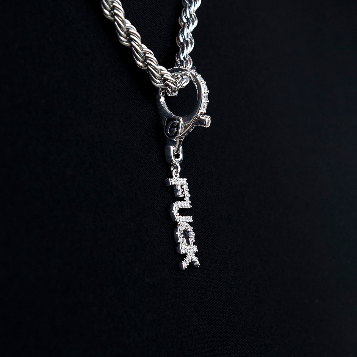 Fuck Clip On Pendant in White Gold