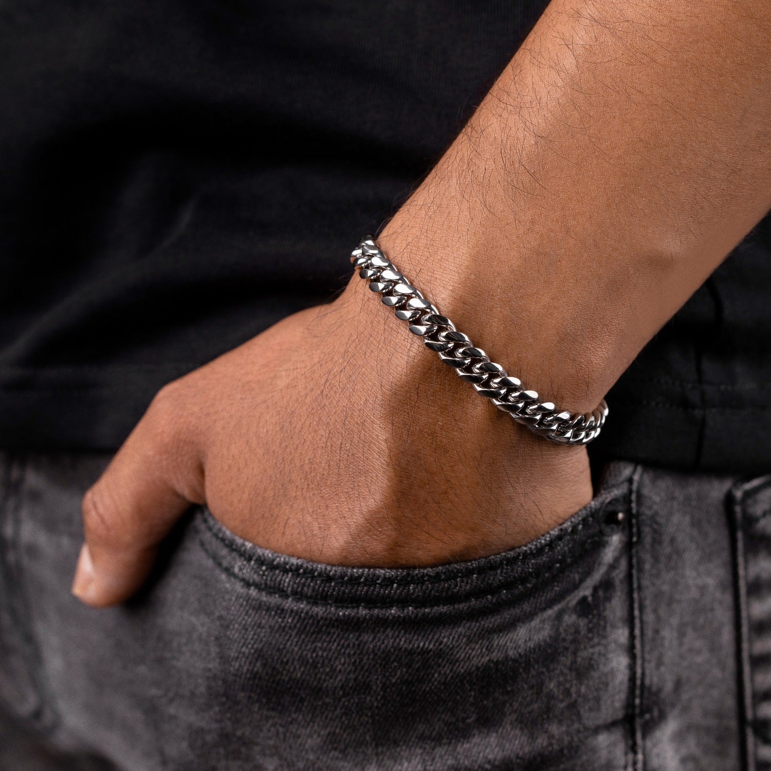 Miami Cuban Link Bracelet in White Gold- 8mm