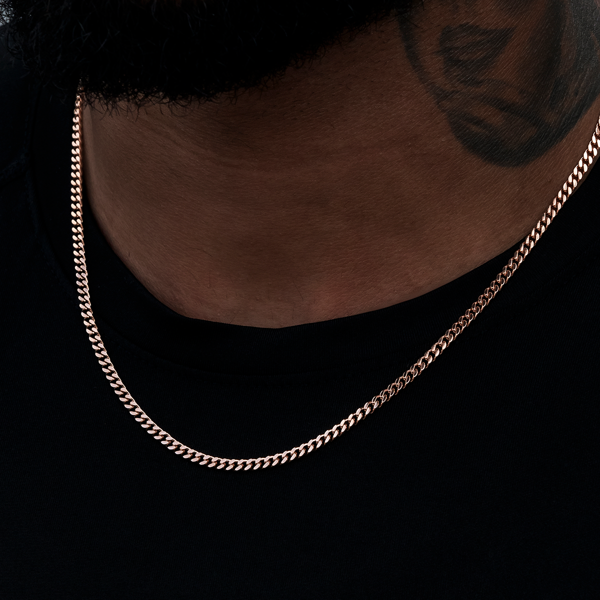 Micro Cuban Chain in Rose Gold- 3mm