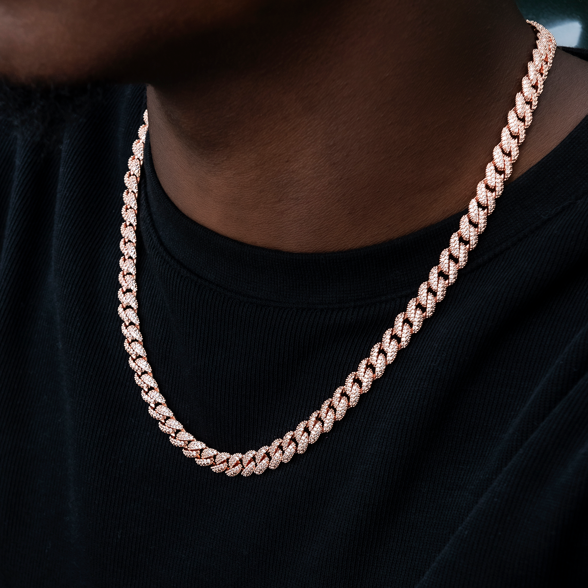 Diamond Cuban Chain in Rose Gold- 8.5mm