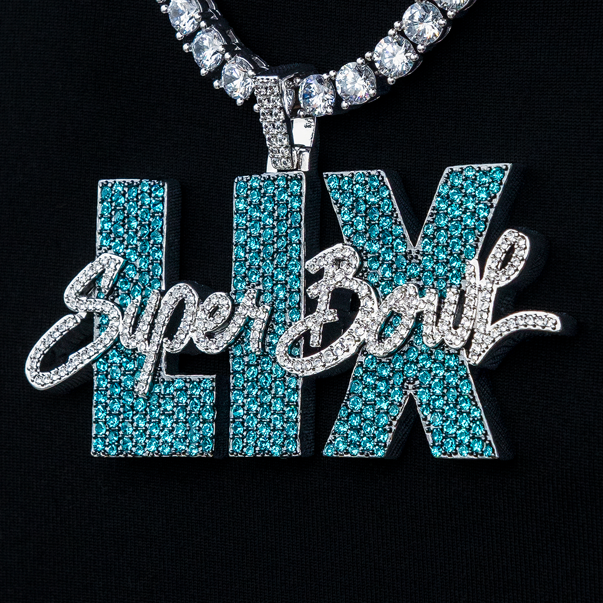 Super Bowl LIX Official NFL Green Wordmark Pendant in White Gold