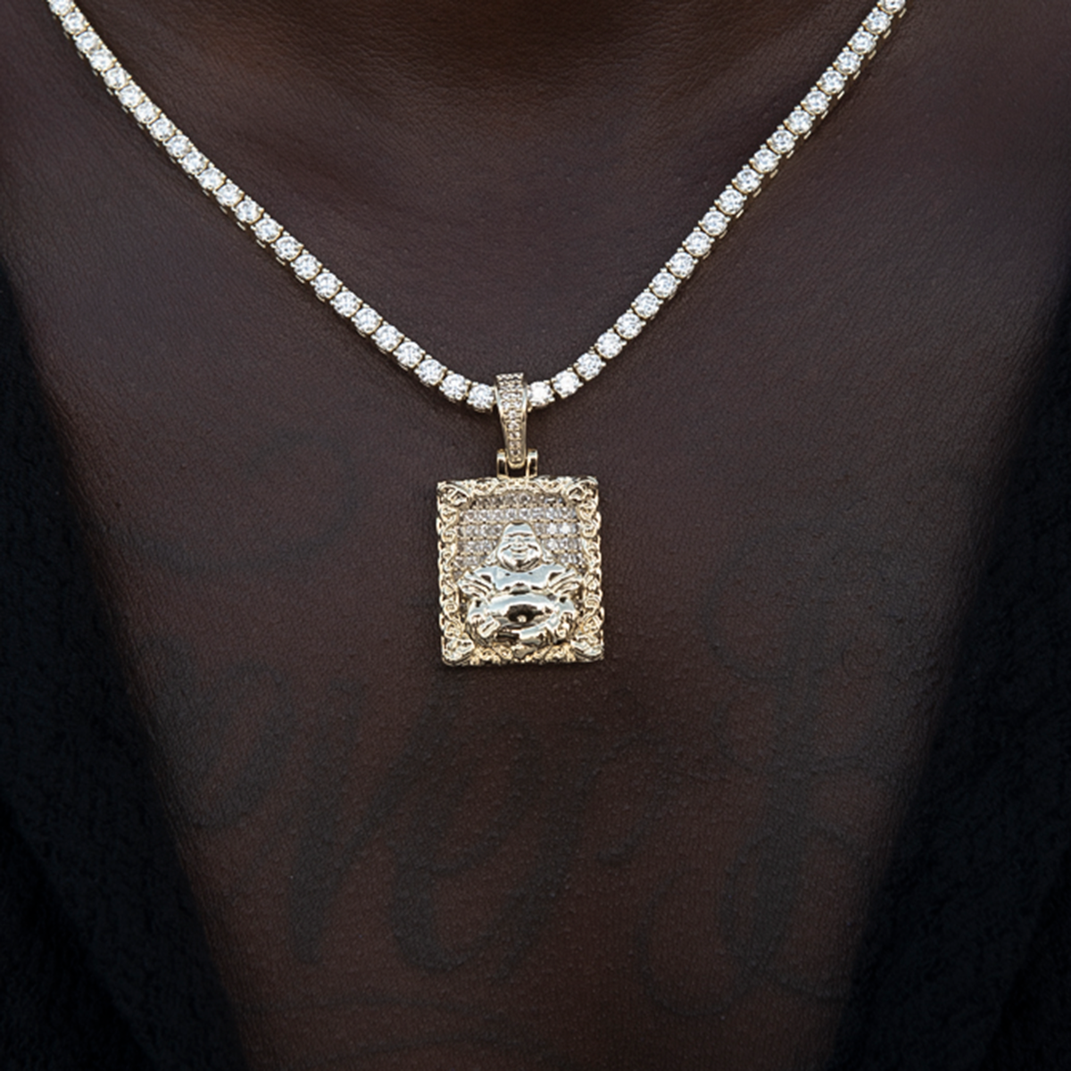 Diamond Buddha Pendant in Yellow Gold