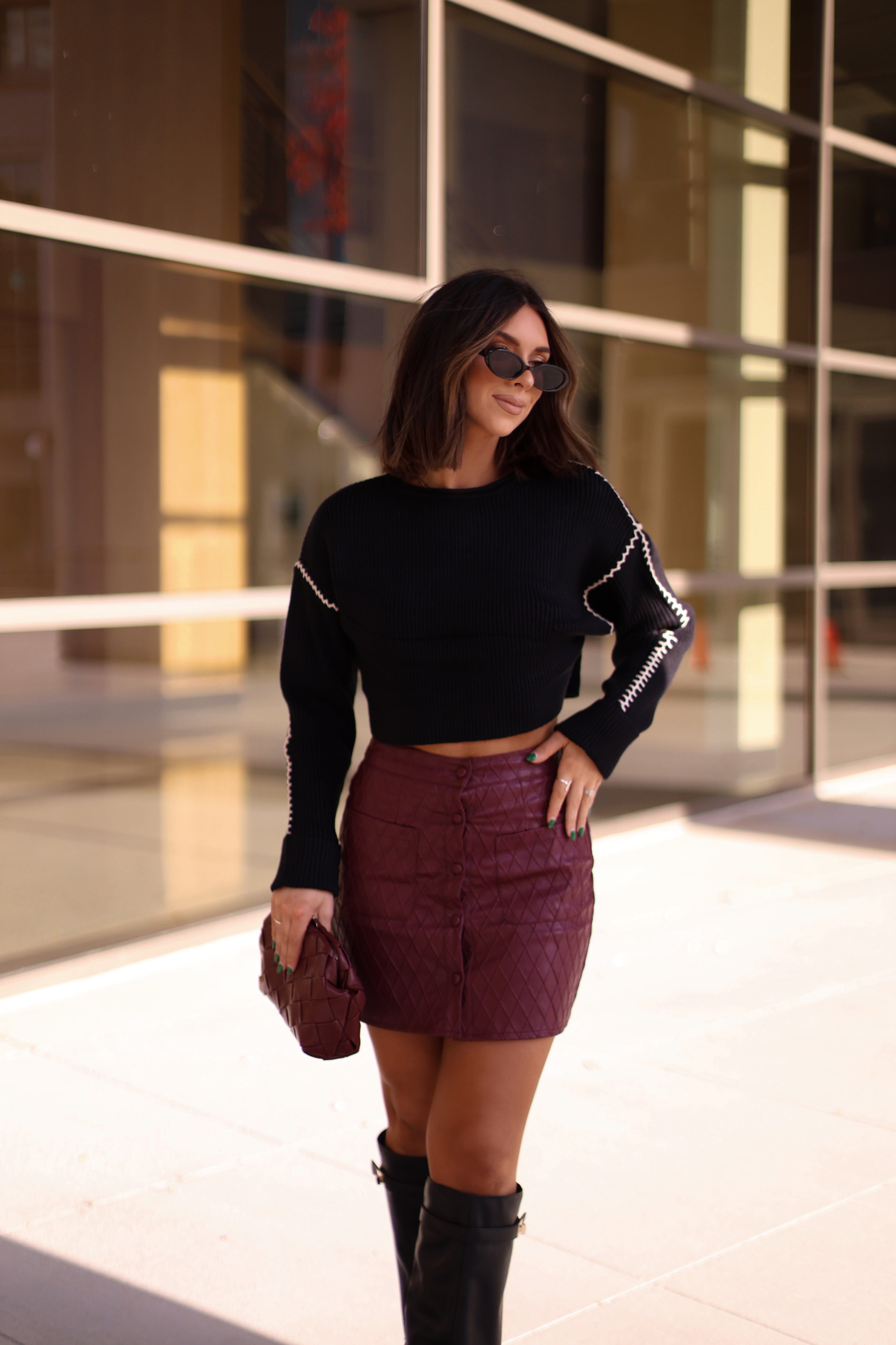 Quilted Faux Leather Skirt