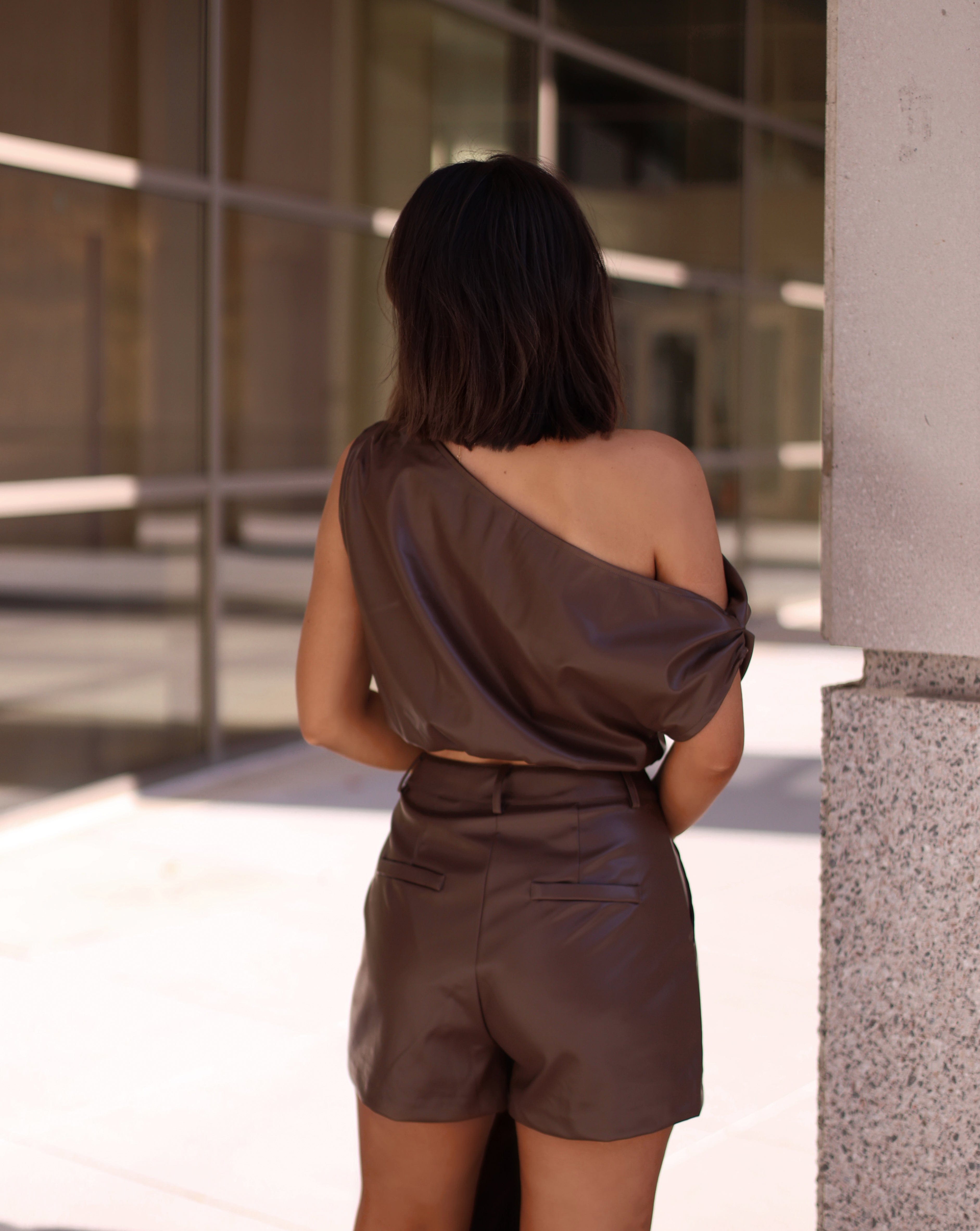 Dark Brown Leather Shorts