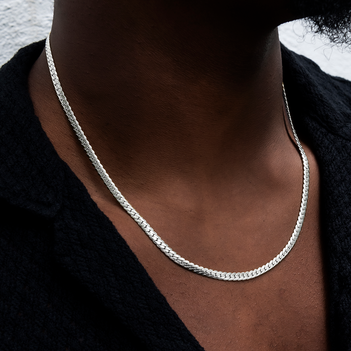 South Beach Cuban Chain in White Gold- 5mm