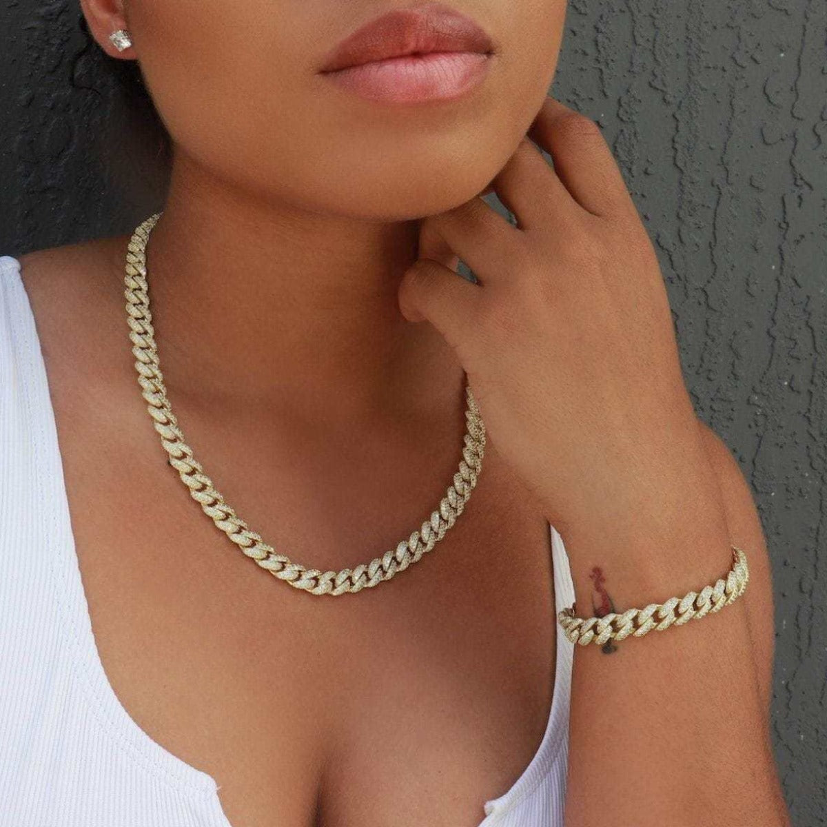 Diamond Cuban Chain + Bracelet Bundle in Yellow Gold- 8.5mm