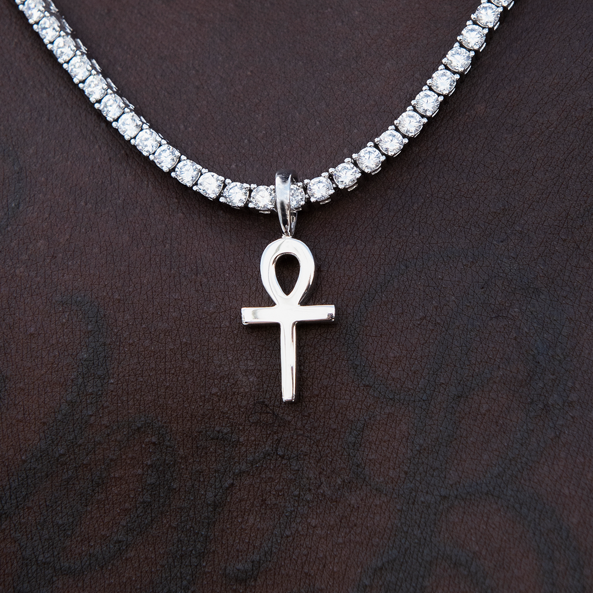 Micro Simple Ankh Cross in White Gold