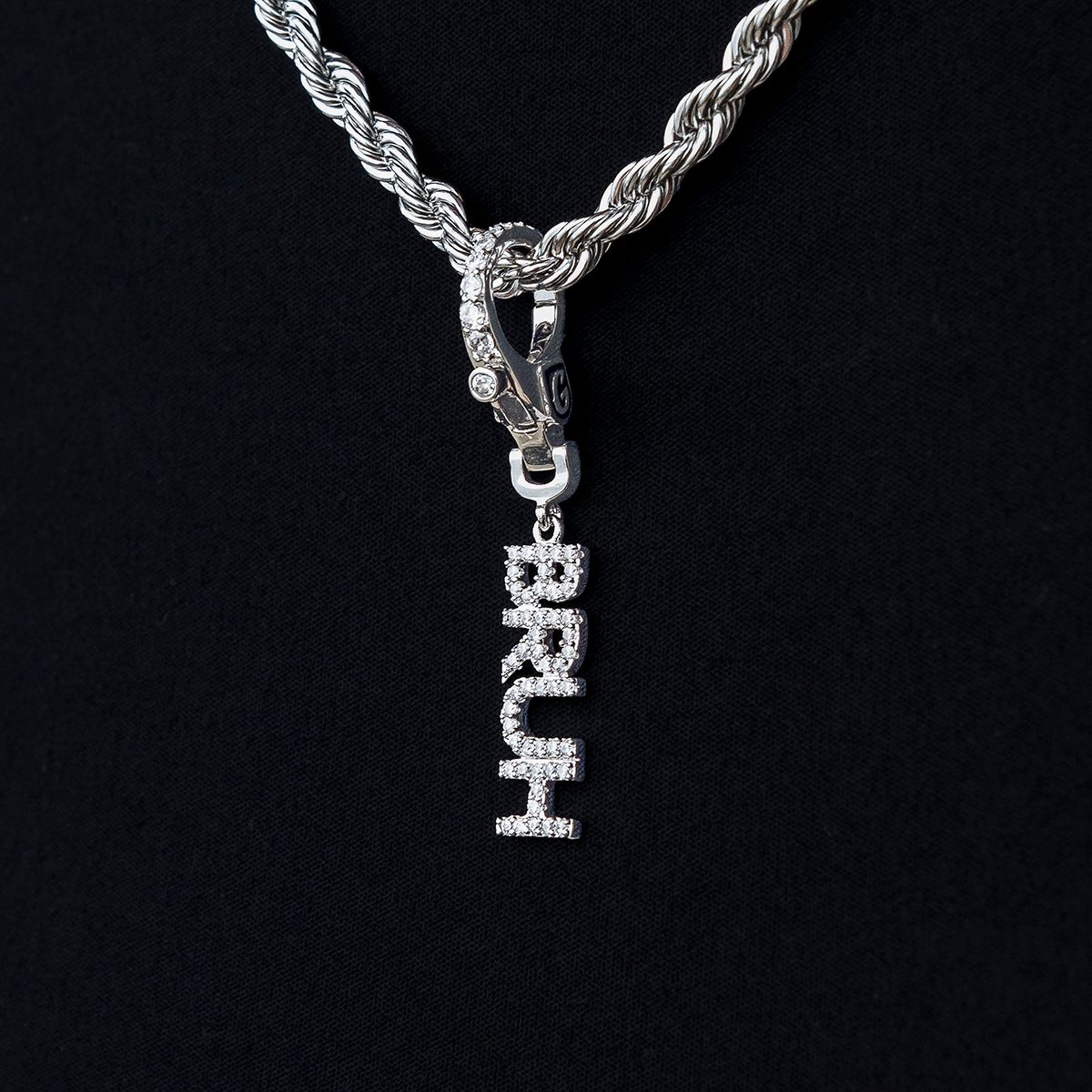 Bruh Clip On Pendant in White Gold