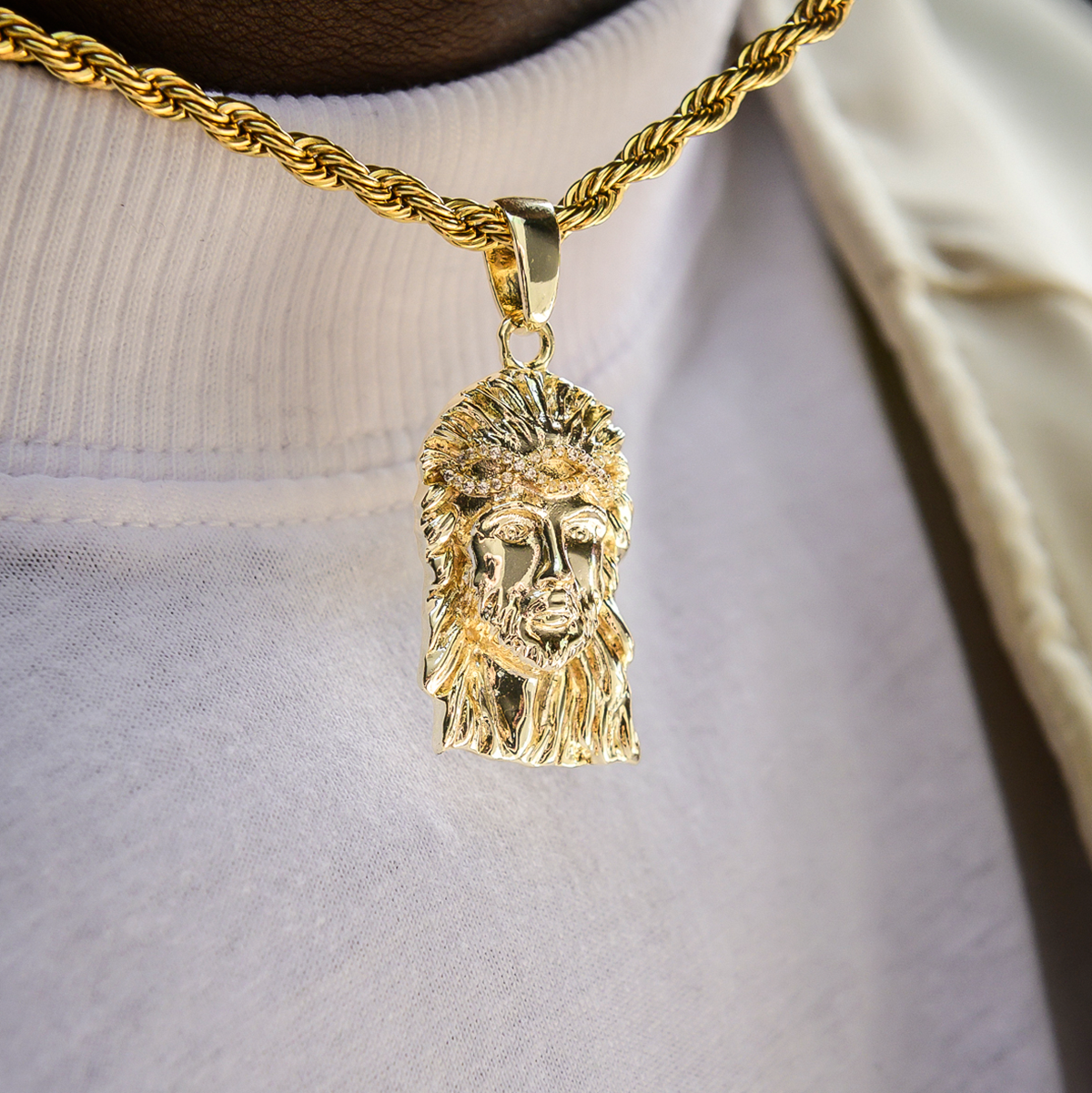 Diamond Crown Portrait of Jesus Pendant