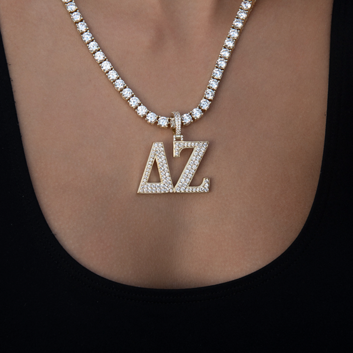 Delta Zeta Sorority Pendant in Yellow Gold