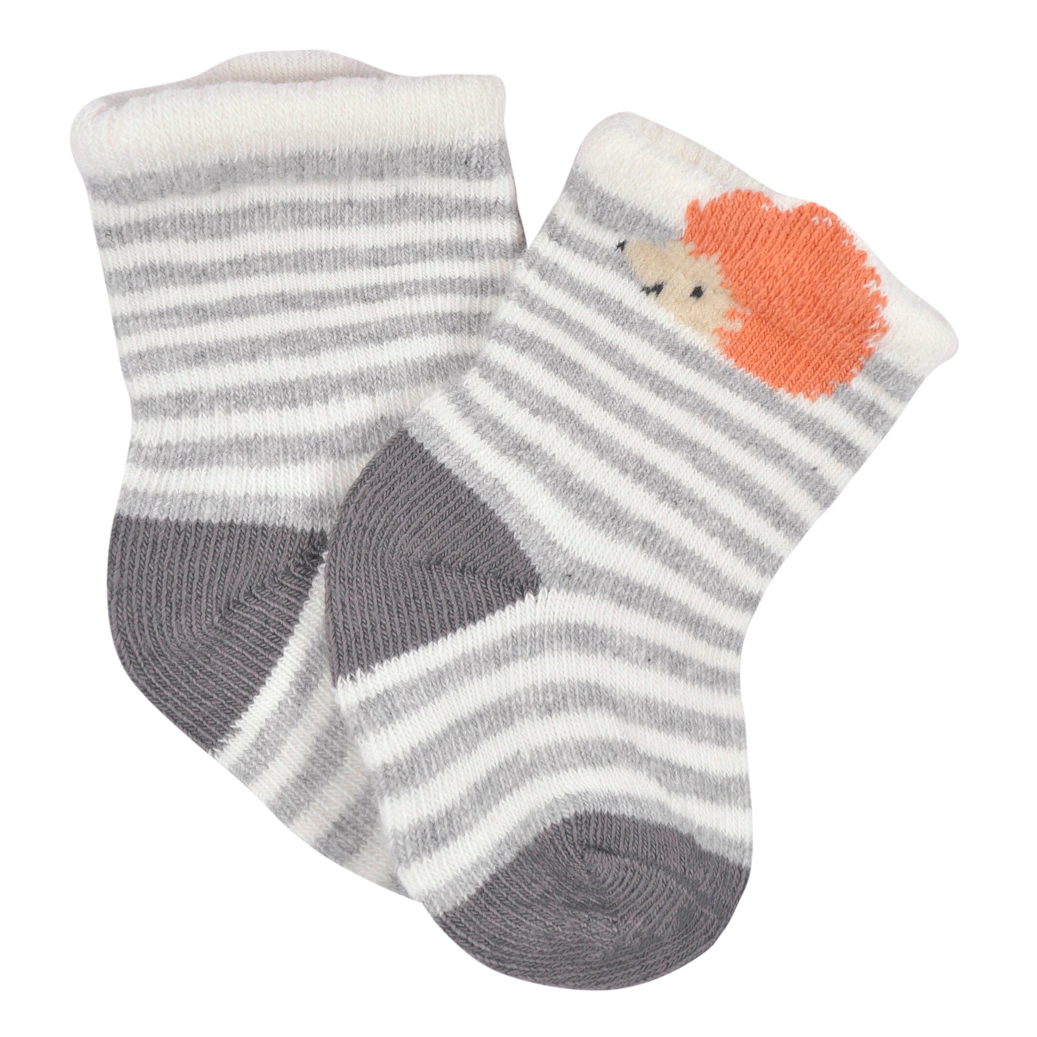 6-Pack Baby Boys Hedgehog Wiggle Proof Socks