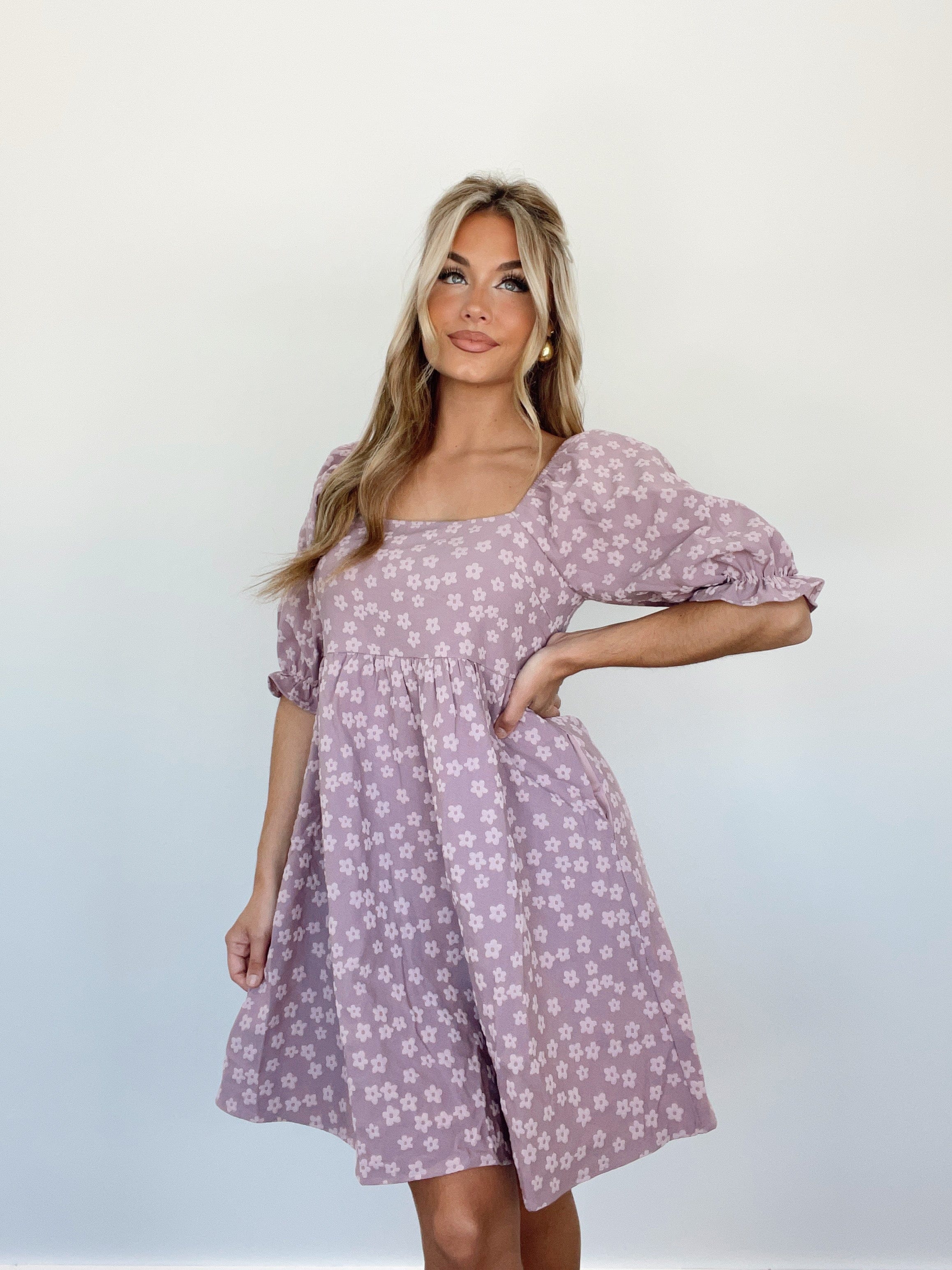 Lavender Floral Print Dress