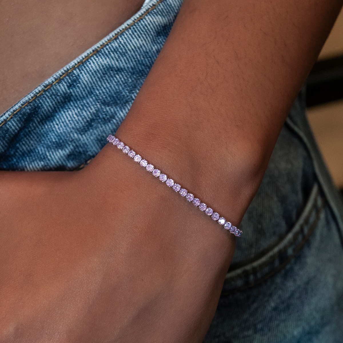 Pink Diamond Micro Tennis Bracelet