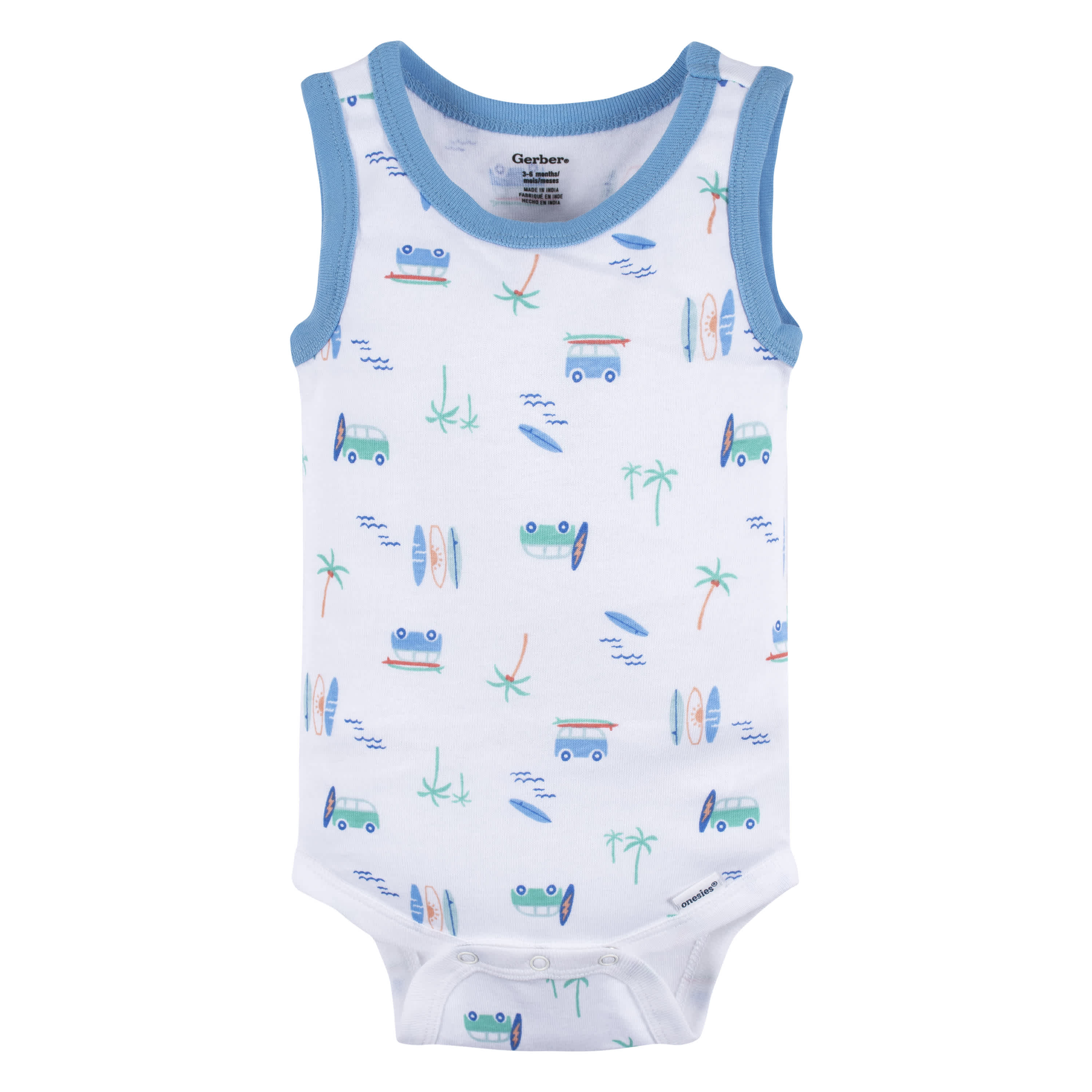 4-Pack Baby Boys Surf Beach Sleeveless Onesies Bodysuits