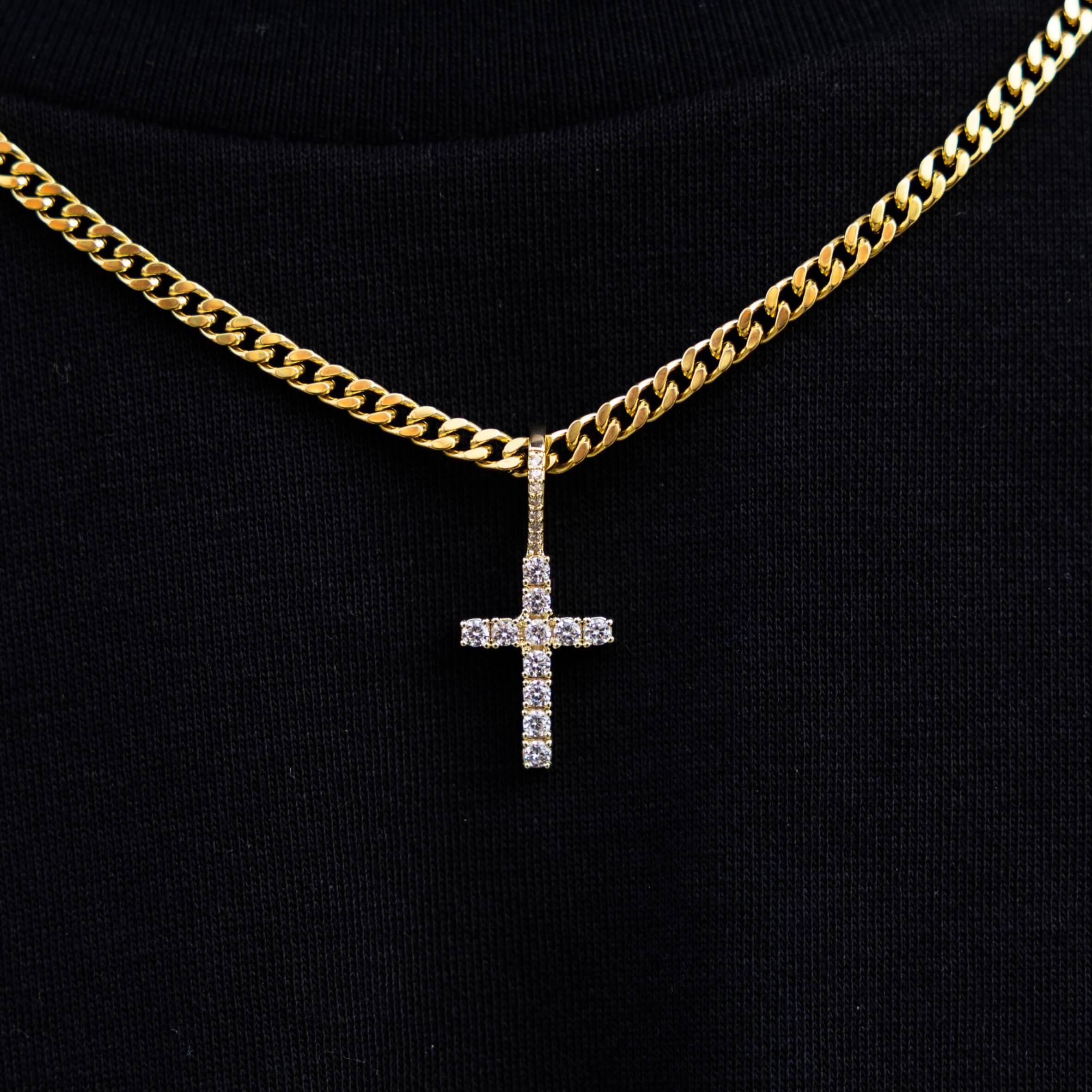 Micro Diamond Cross + Cuban Chain Set