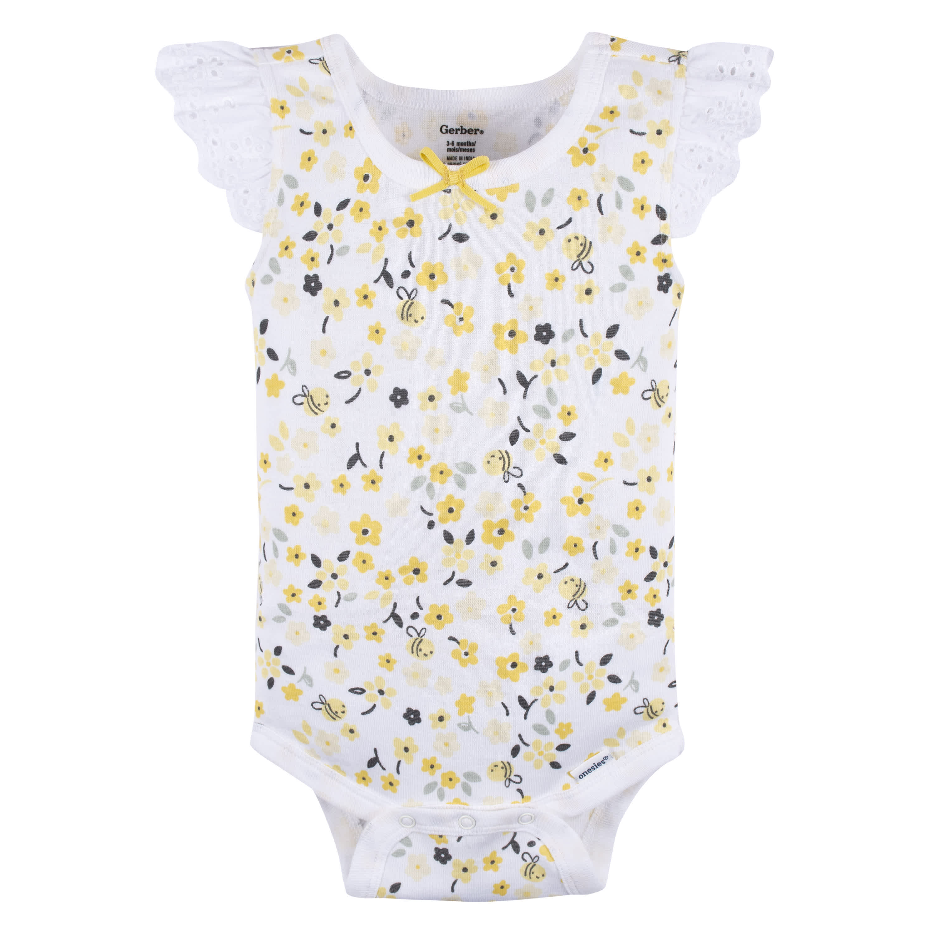 4-Pack Baby Girls Bee Garden Sleeveless Onesies Bodysuits