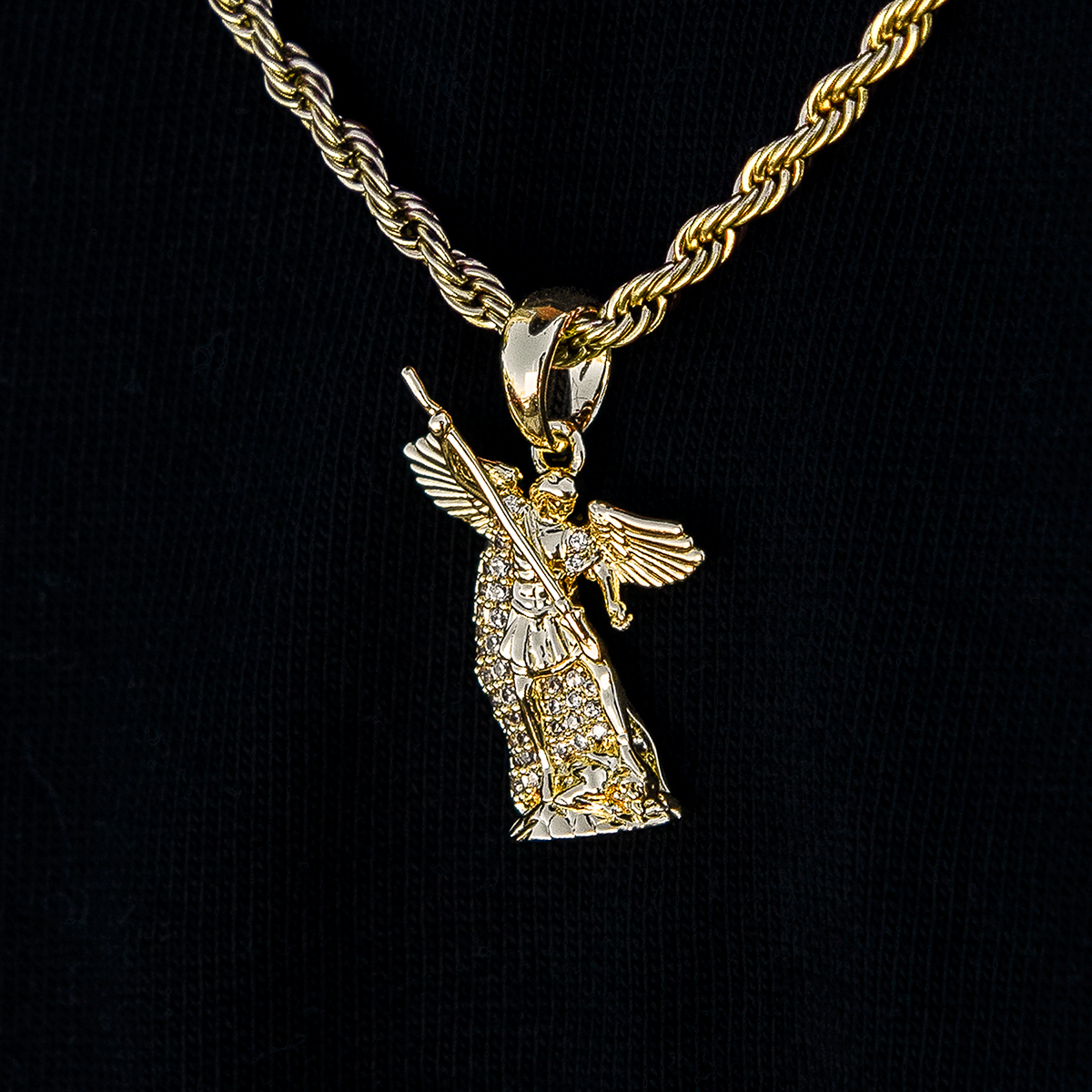 Micro Saint Michael Pendant in Yellow Gold