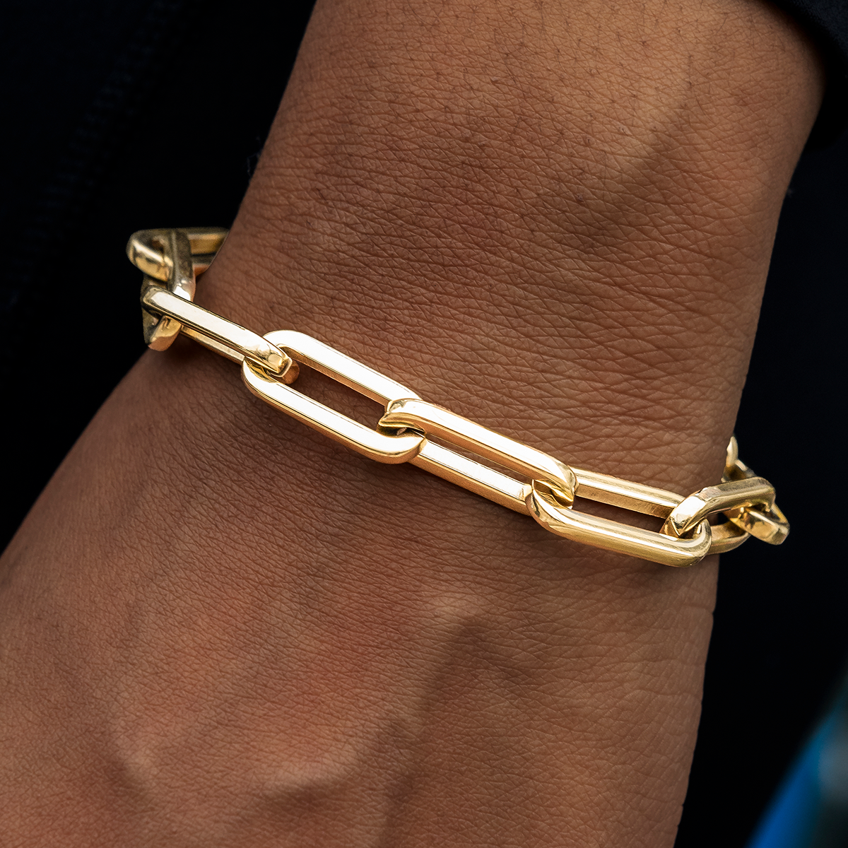 Paper Clip Bracelet in Yellow Gold- 8mm