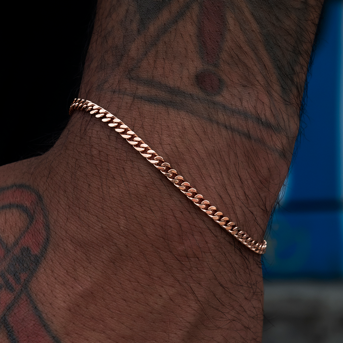 Micro Cuban Bracelet in Rose Gold- 3mm