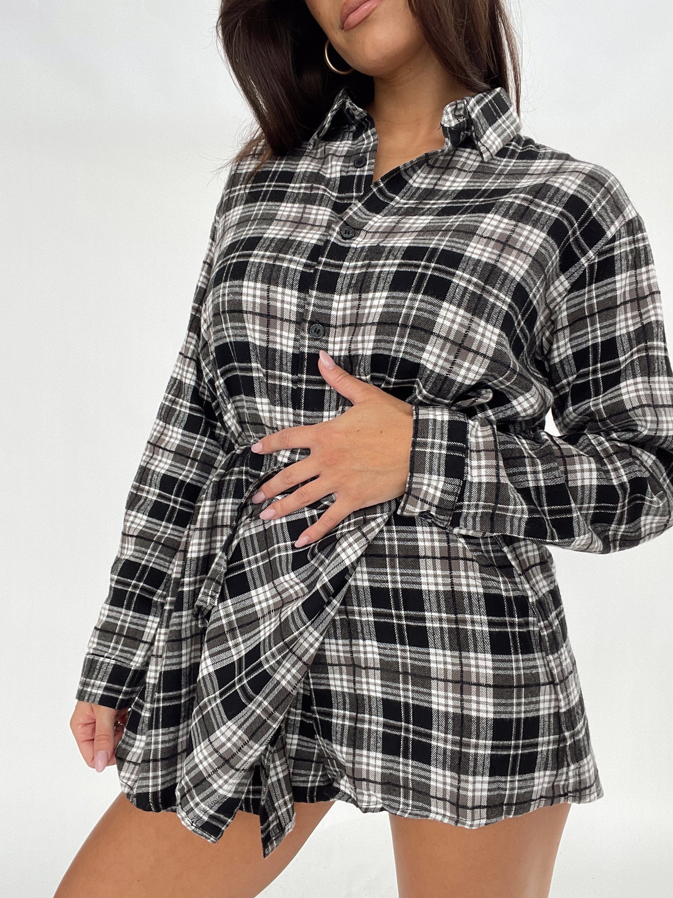 Plaid Shirt Romper