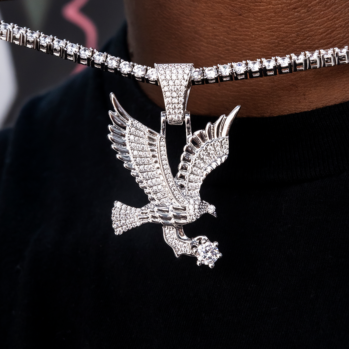 GLD Eagle Pendant in White Gold