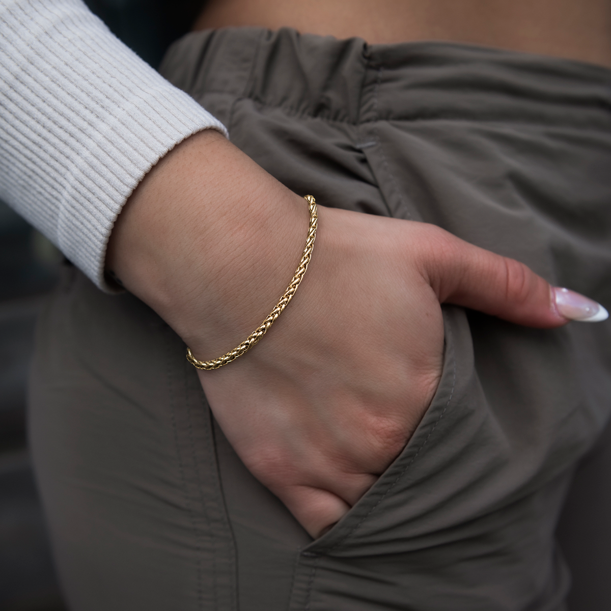 Palm Chain Bracelet in Yellow Gold- 4mm