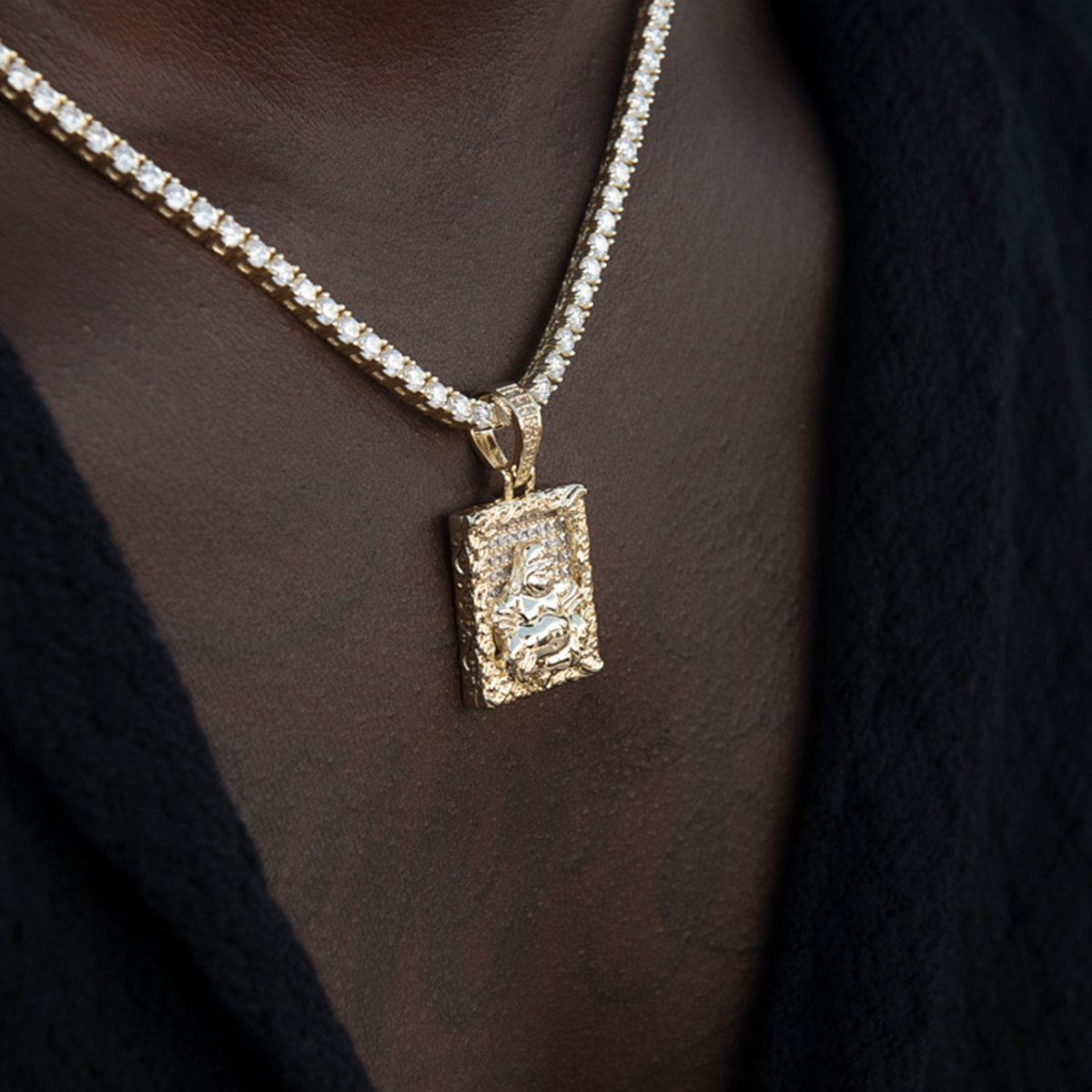 Diamond Buddha Pendant in Yellow Gold