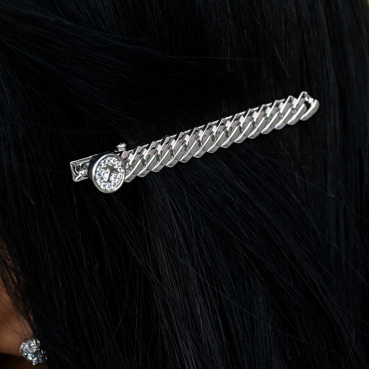 Miami Cuban Barrette in White Gold- 8mm