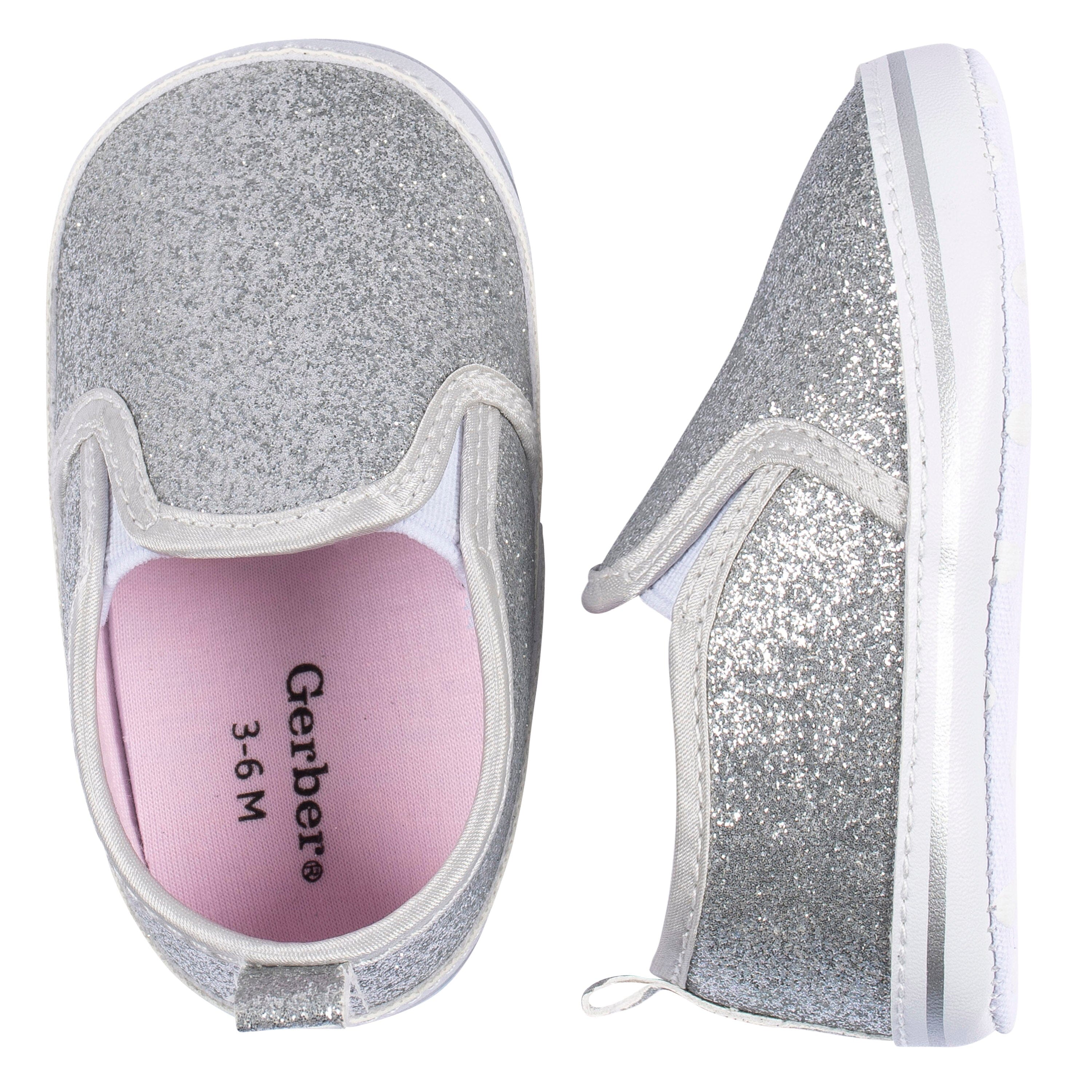 Baby Girls Silver Glitter Slip-On Sneaker