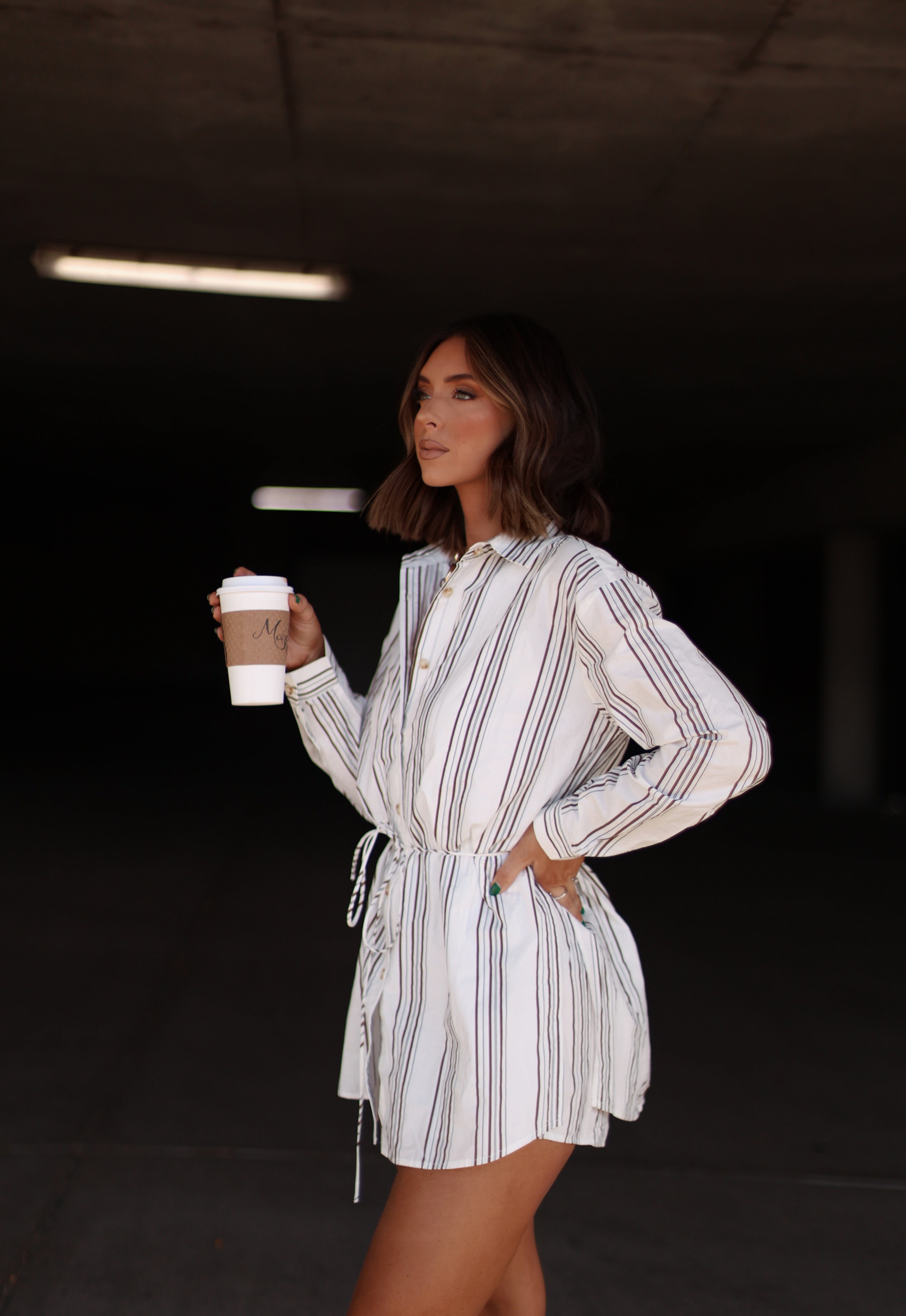 Striped Shirt Romper