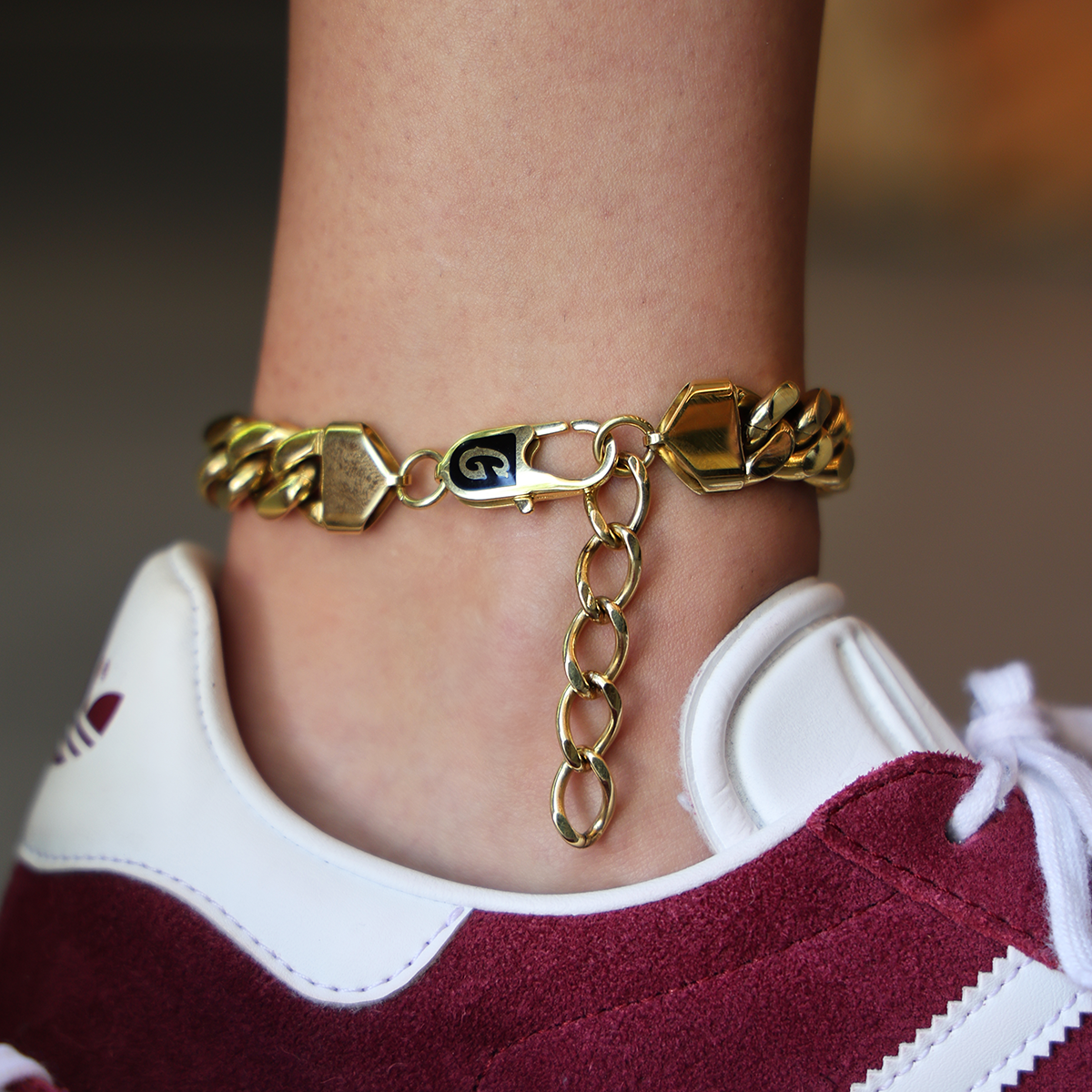 Miami Cuban Anklet in Yellow Gold- 12mm