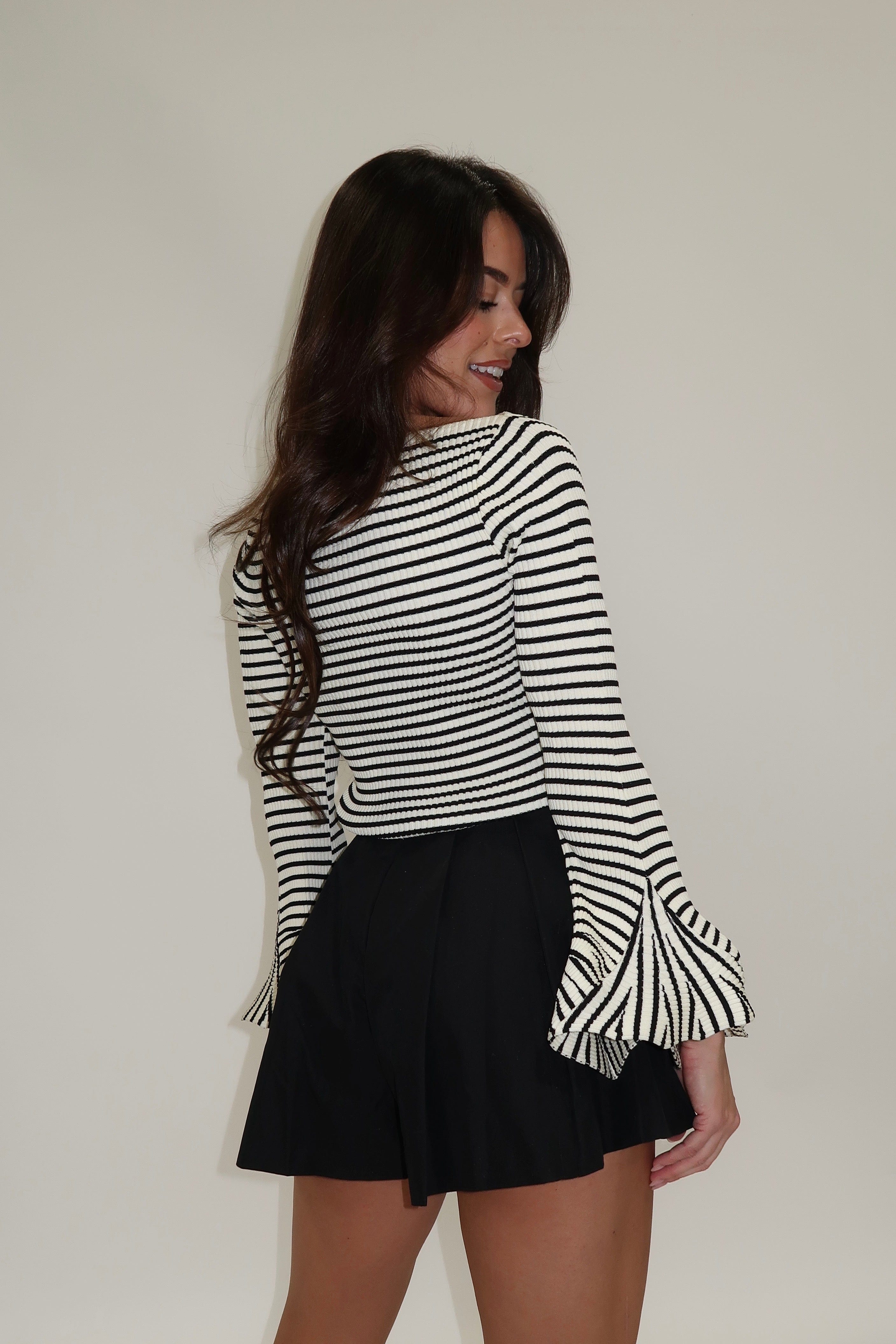 Striped Bell Sleeve Top