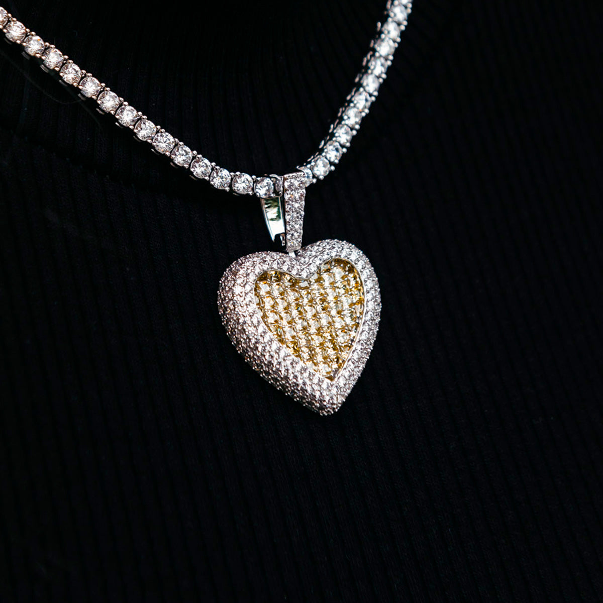 Canary Diamond Baguette Heart Pendant