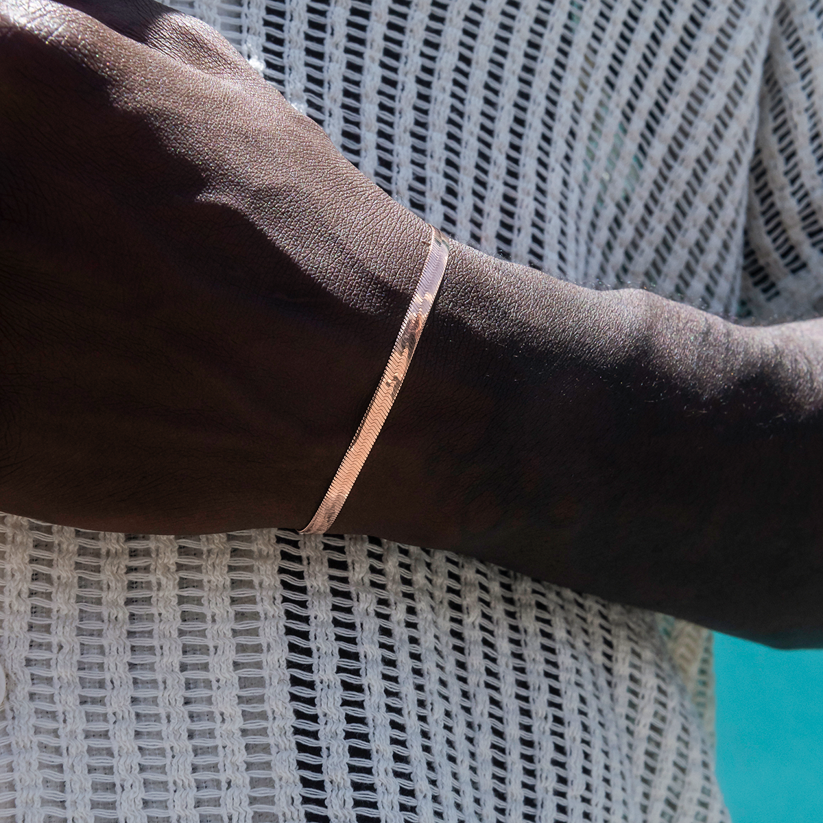 Herringbone Bracelet in Rose Gold- 4mm