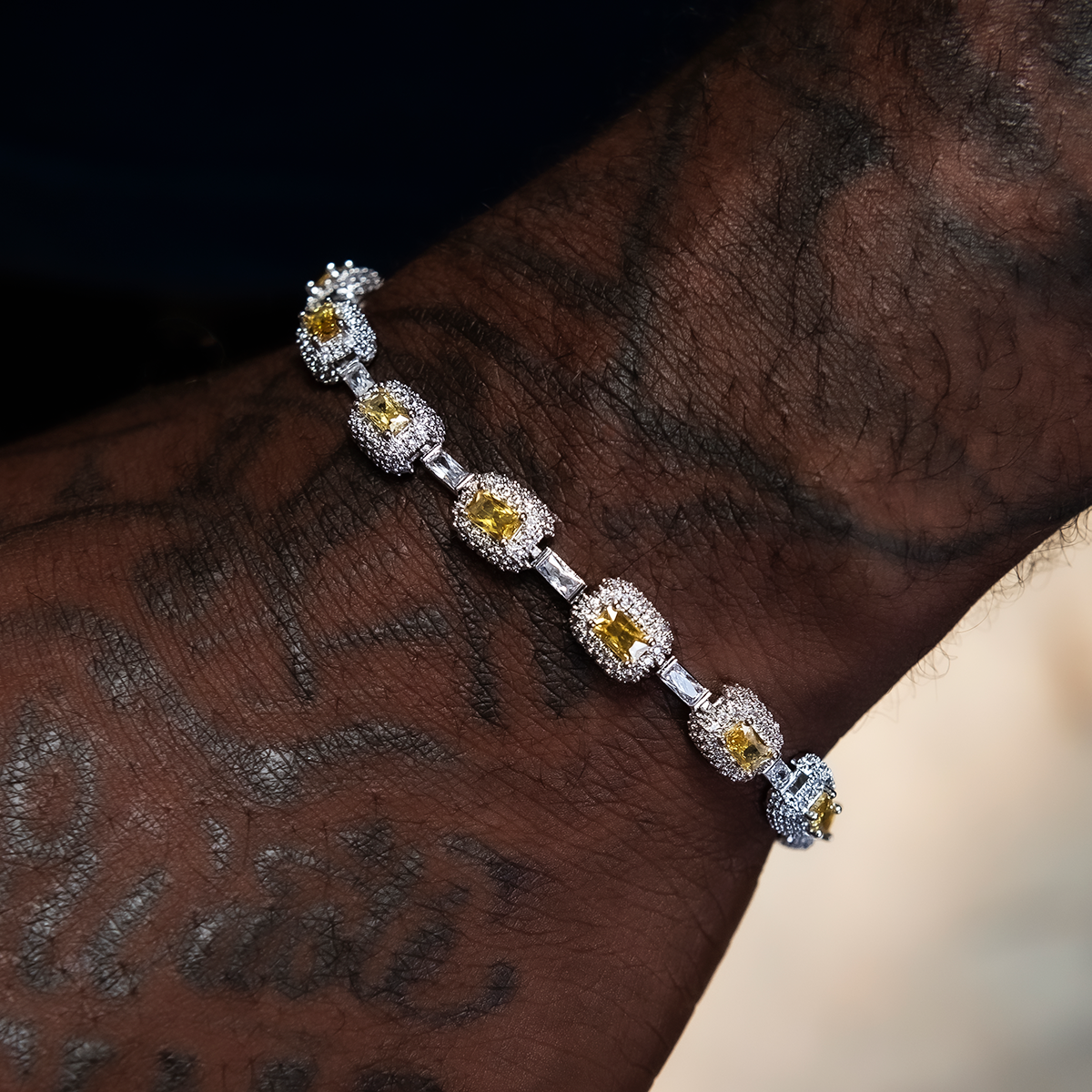 Iced Canary Cushion Cut Bracelet