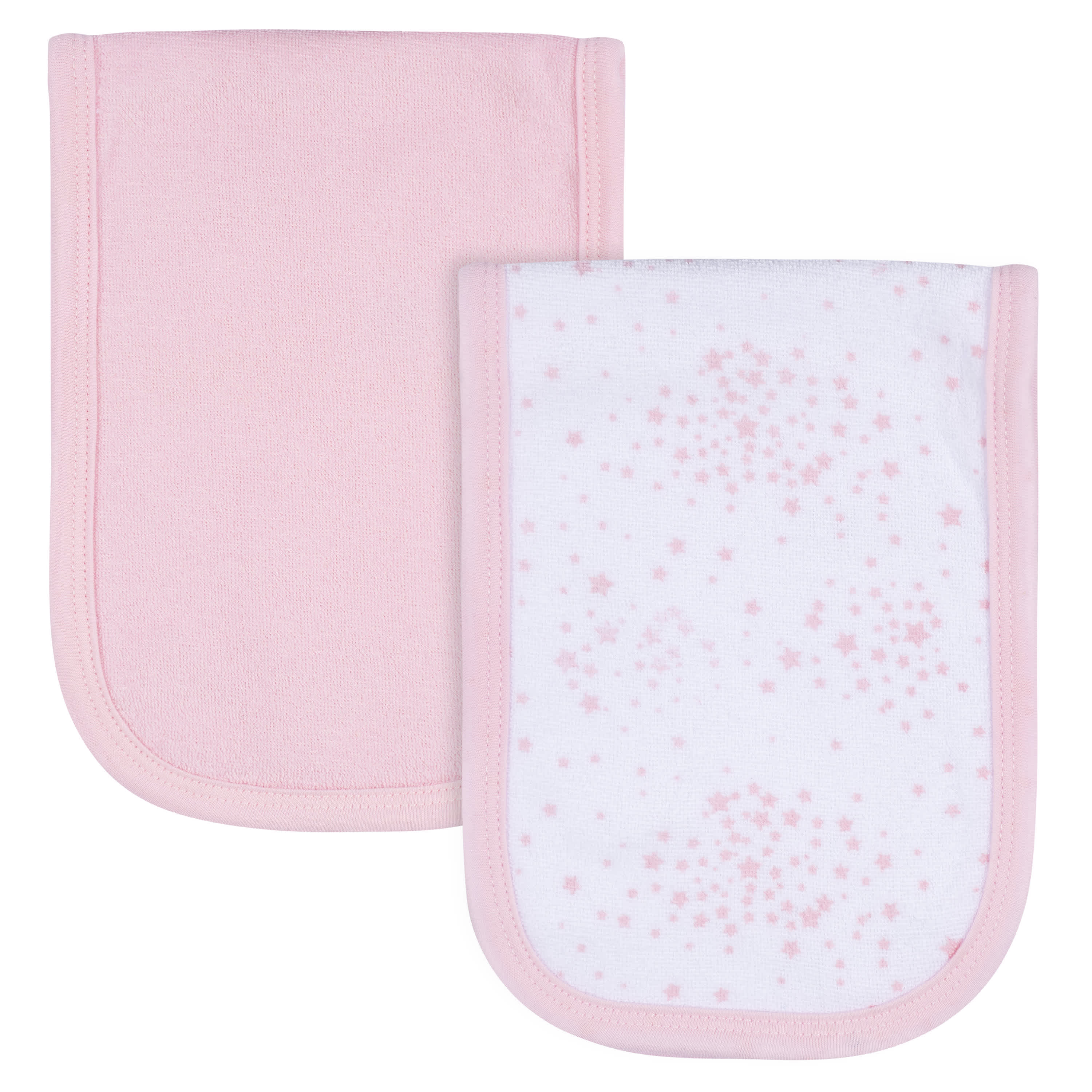 2-Pack Baby Girls Stars Terry Burp Cloths