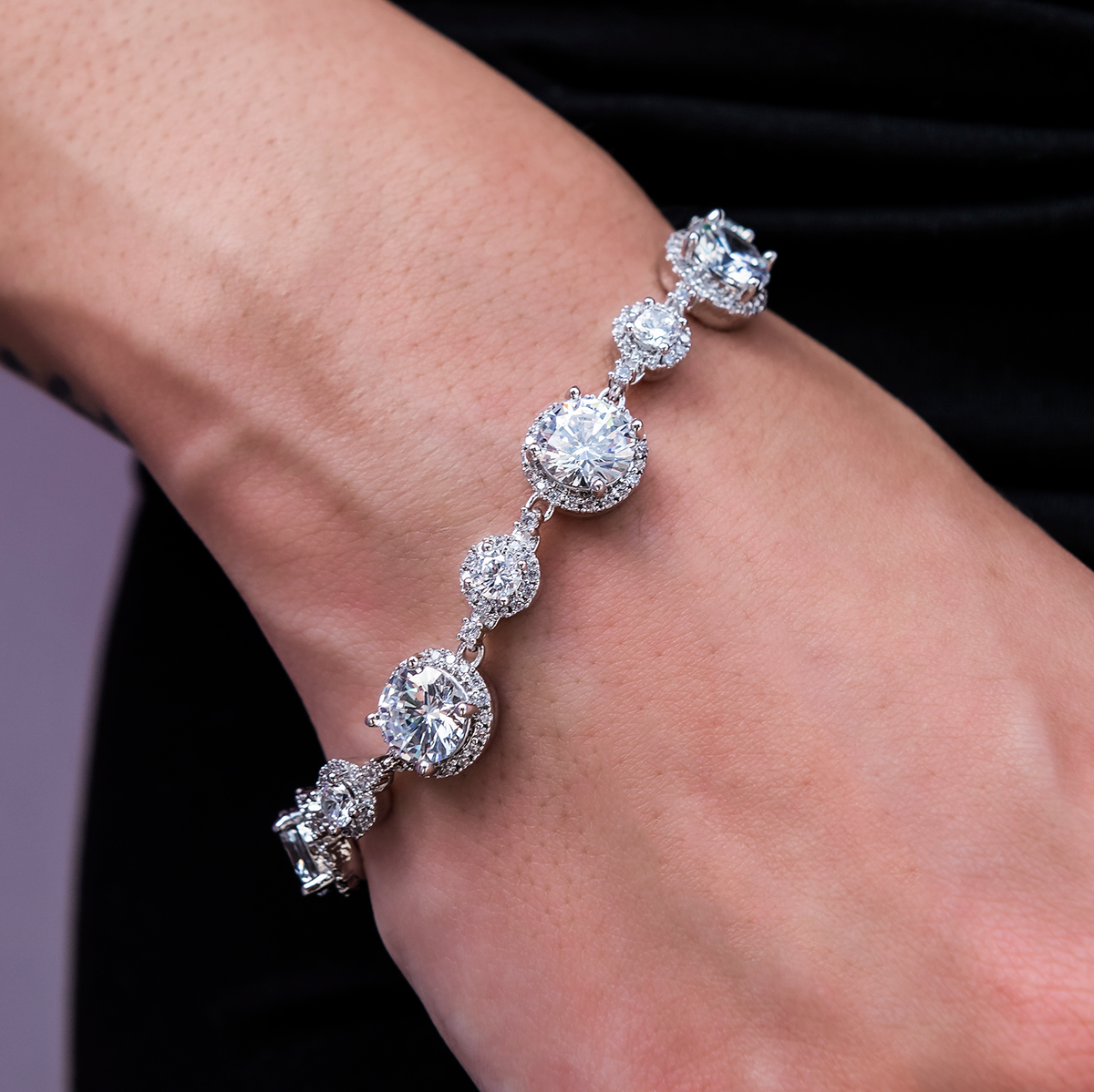 Diamond Halo Tennis Bracelet