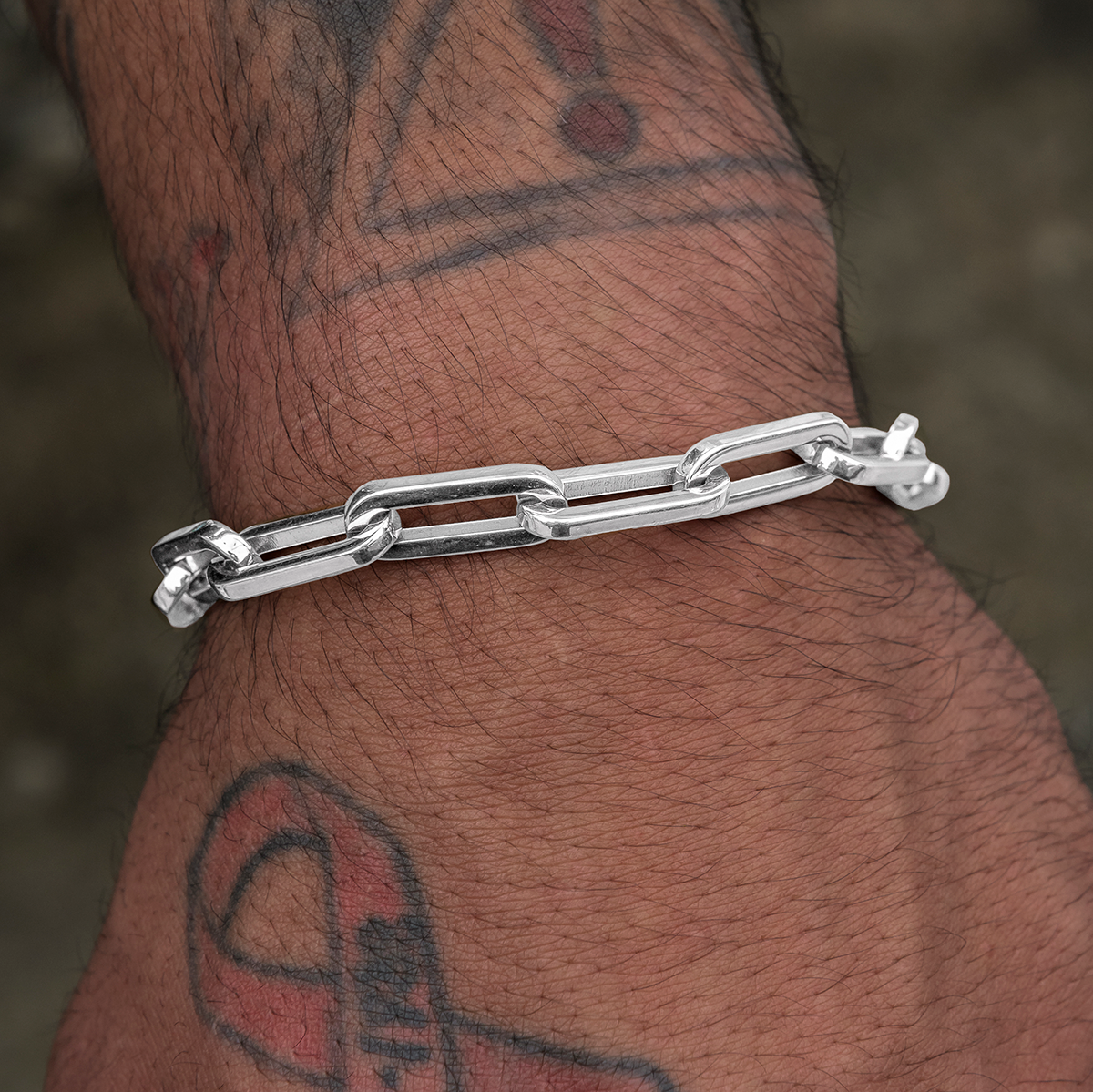 Paper Clip Bracelet in White Gold- 8mm