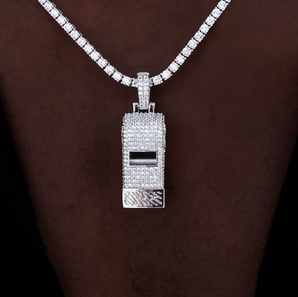 Large Whistle Pendant in White Gold