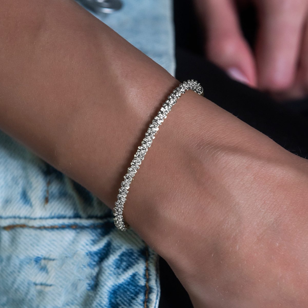 Popcorn Bracelet in White Gold- 4mm