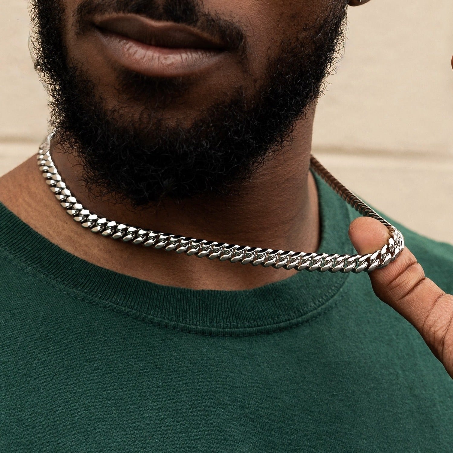 Miami Cuban Link Chain in White Gold- 8mm